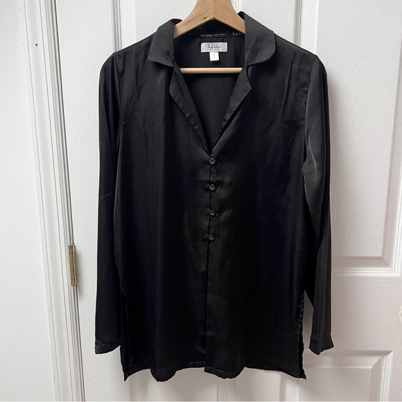 Nicole Miller Button Front Blouse in Black - Picture 2 of 6